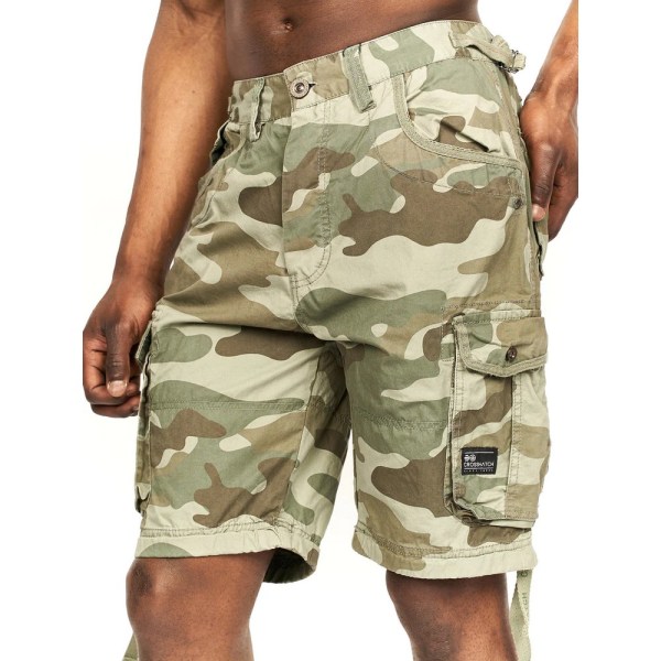 Crosshatch Jimster Camo Cargo Shorts 30R Olive Olive 30R