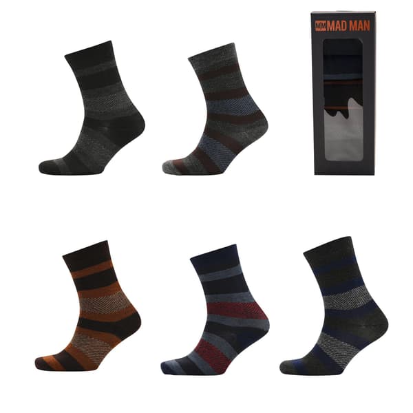 Mad Man Randiga Strumpor 5 Par Förpackade One Size Svart Black One Size