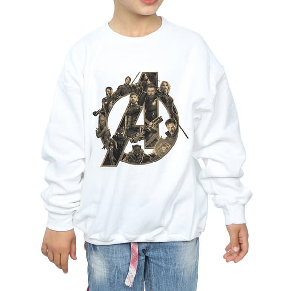 Marvel Girls Avengers Infinity War Marvel Logo Sweatshirt 9-11 White 9-11 Years
