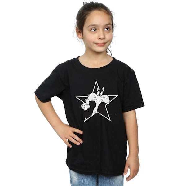 Looney Tunes Girls Sylvester Mono Star Bomull T-shirt 5-6 år Black 5-6 Years