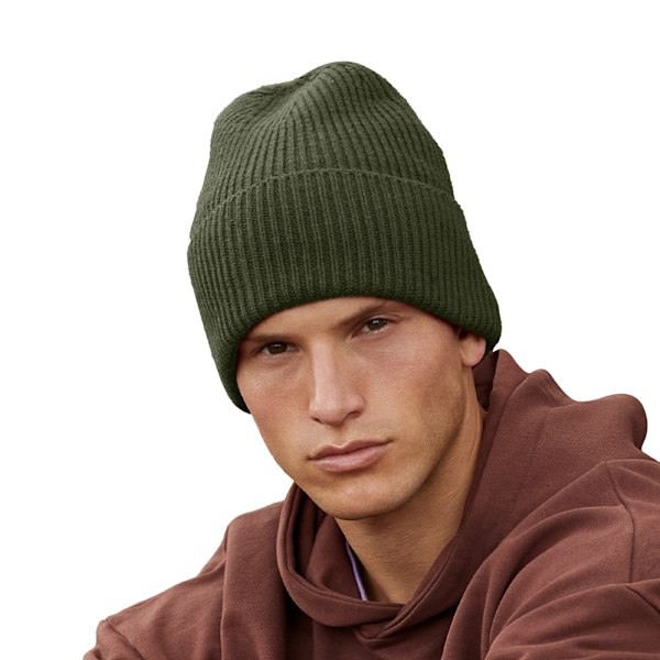 Beechfield Cuffed Recycled Oversized Beanie One Size Olive Green Olive Green One Size