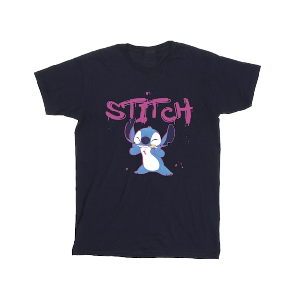 Disney Girls Lilo And Stitch Graffiti Bomull T-shirt 12-13 År Navy Blue 12-13 Years