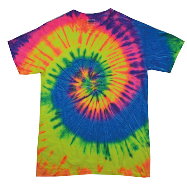 Colortone Dam/Damer Regnbåge Tie-Dye Kortärmad Tungviktig Neon Rainbow L