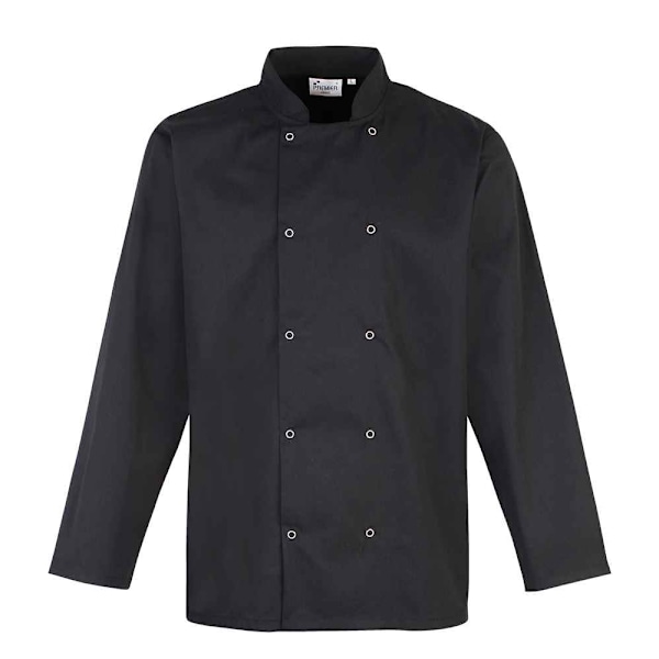 Premier Unisex Vuxen Stud Front Långärmad Kockjacka 4XL Sv Black 4XL