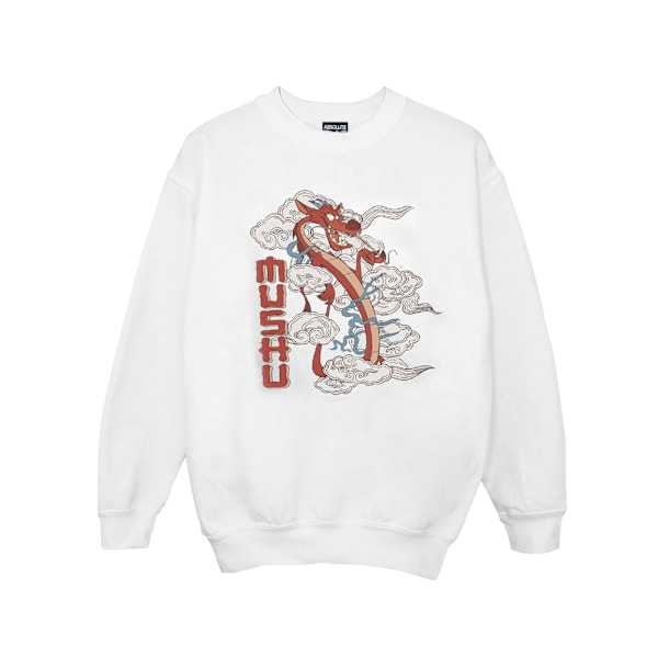 Disney Girls Mulan Mushu Dragon Sweatshirt 7-8 år Vit White 7-8 Years