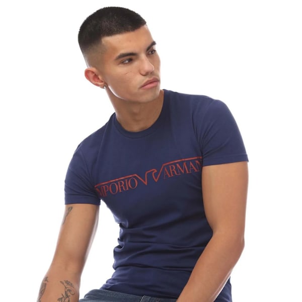 Emporio Armani Herr T-shirt med Rund Hals L Blå Blue L