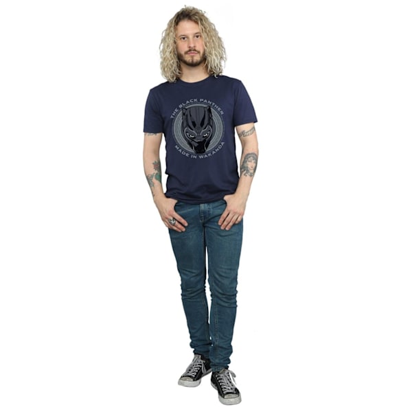 Black Panther Herr T-shirt i bomull L Marinblå Tillverkad i Wakanda Navy Blue L