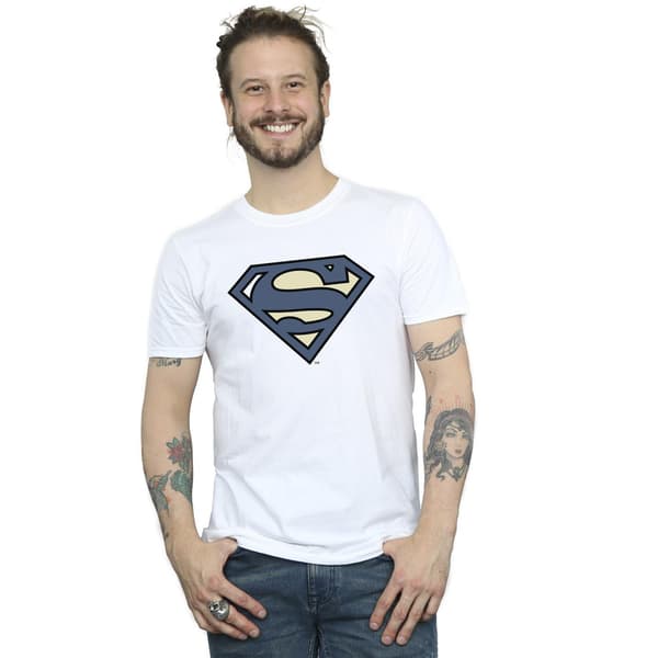 DC Comics Herr Superman Indigo Blå Logotyp T-Shirt S Vit White S