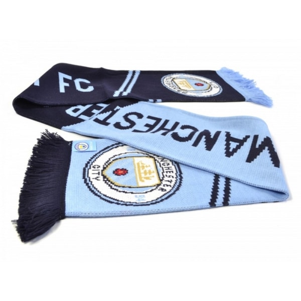 Manchester City FC Officiell fotboll Jacquard Scarf One Size Li Light Blue/Navy/Gold One Size