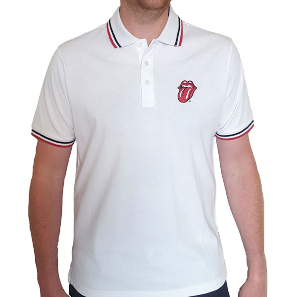 The Rolling Stones Unisex Adult Classic Tongue Polo Shirt M Whi White M