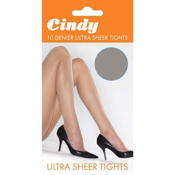 Cindy Dam/Dam 10 Denier Ultra Sheer Tights (1 par) Mediu Storm Grey Medium (5ft-5ft8”)