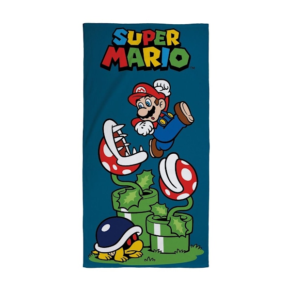 Super Mario Jumping Bomull Strandhandduk En Storlek Blå/Flerfärgad Blue/Multicoloured One Size