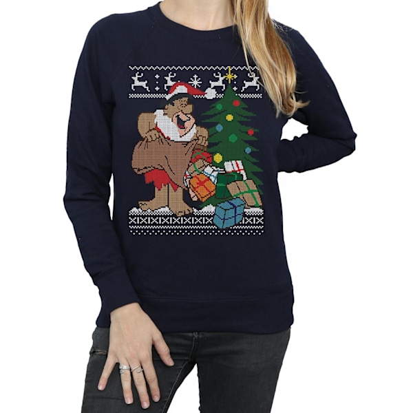 The Flintstones Dam/Damer Jul Fair Isle Sweatshirt M Navy Blue M