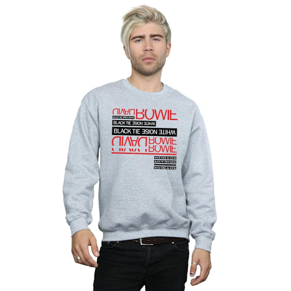 David Bowie Herr Svart Slips Vit Brus Sweatshirt L Sports Grå Sports Grey L