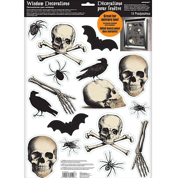 Amscan Fönster Boneyard Dekaler (Förpackning om 15) En Storlek Svart/Grå Black/Grey One Size