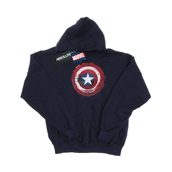 Marvel Girls Captain America Splatter Shield Hoodie 9-11 år Navy Blue 9-11 Years