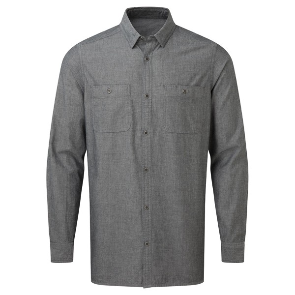 Premier Mens Chambray ekologisk långärmad skjorta 3XL grå denim Grey Denim 3XL
