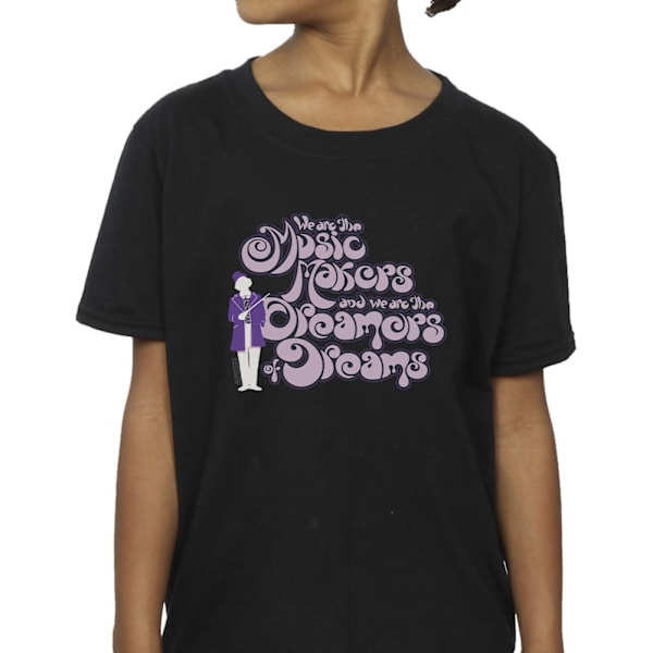 Willy Wonka Girls Dreamers Text Bomull T-shirt 3-4 år Svart Black 3-4 Years