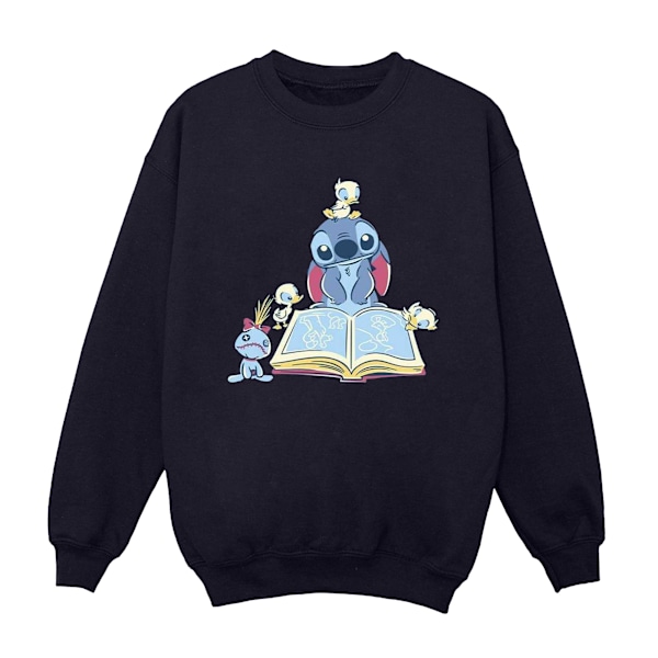 Disney Boys Lilo & Stitch Läser En Bok Sweatshirt 12-13 År Navy Blue 12-13 Years