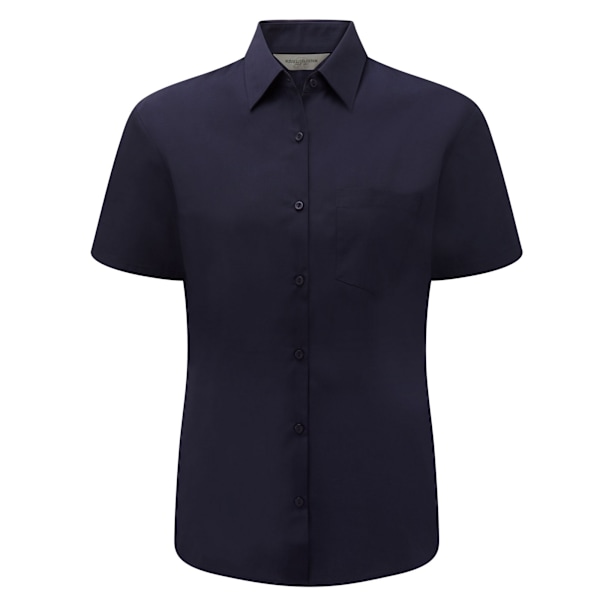 Russell Collection Dam/Damer Poplin Easy-Care Kortärmad French Navy L