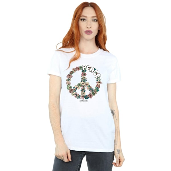 Woodstock Womens/Ladies Floral Peace Cotton Boyfriend T-Shirt 3 White 3XL