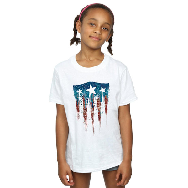 Marvel Girls Captain America Flag Shield Bomull T-shirt 12-13 år White 12-13 Years