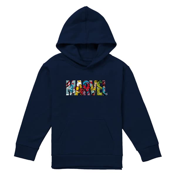 Marvel Barn/Barn Karaktärer Logotyp Pullover Hoodie 9-11 År Navy 9-11 Years