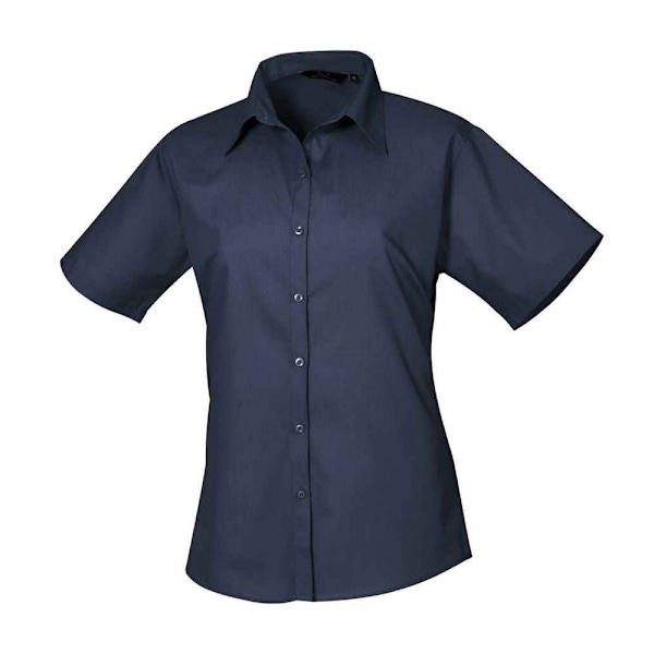 Premier Dam/Dam Poplin Kortärmad Blus 26 UK Marinblå Navy 26 UK