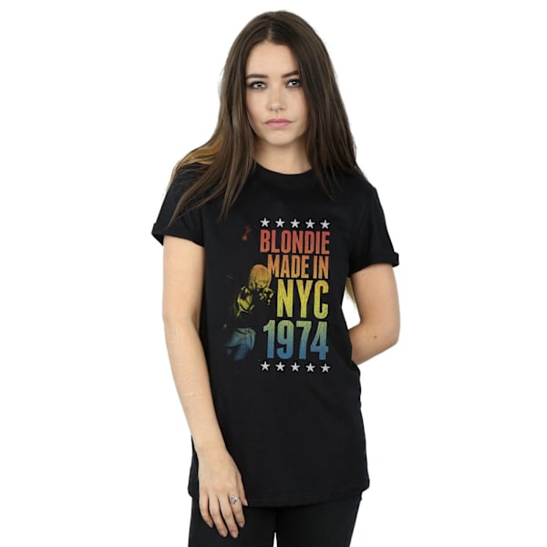 Blondie Dam/Kvinnor Regnbåge NYC Bomull Boyfriend T-Shirt M Svart Black M