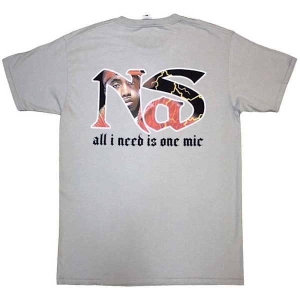 Nas Unisex Vuxen One Mic Ryggtryck T-Shirt L Grå Grey L