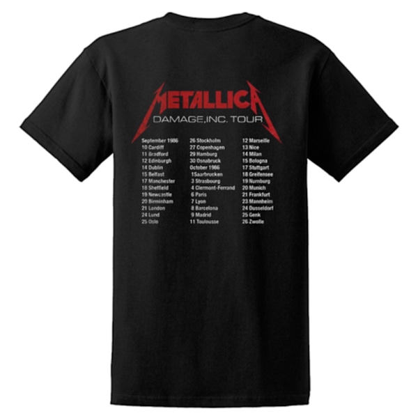 Metallica Unisex Vuxen Master Of Puppets Europaturné ´86 Bak Black L