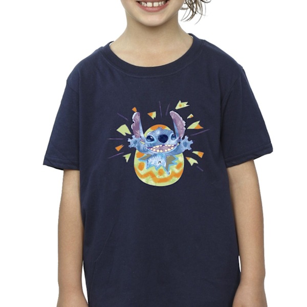 Disney Girls Lilo & Stitch Cracking Egg Bomull T-shirt 3-4 år Navy Blue 3-4 Years