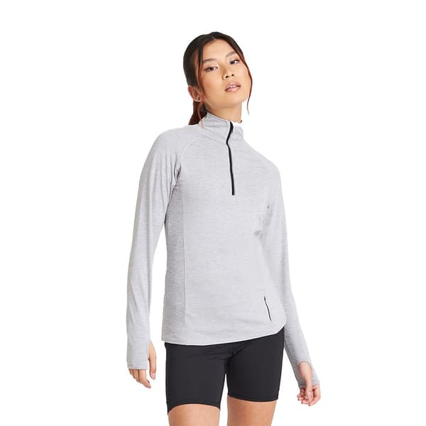 AWDis Cool Dam/Damer Cool-Flex Halv Zip Långärmad Baslager Topp 12 UK Silvergrå Silver Grey 12 UK