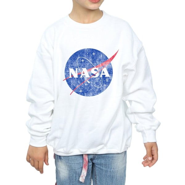 NASA Girls Distressed Logo Bomullströja 7-8 År Vit White 7-8 Years