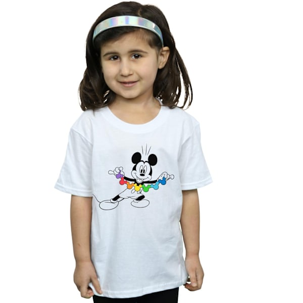 Disney Girls Mickey Mouse Rainbow Chain Bomull T-shirt 9-11 År White 9-11 Years