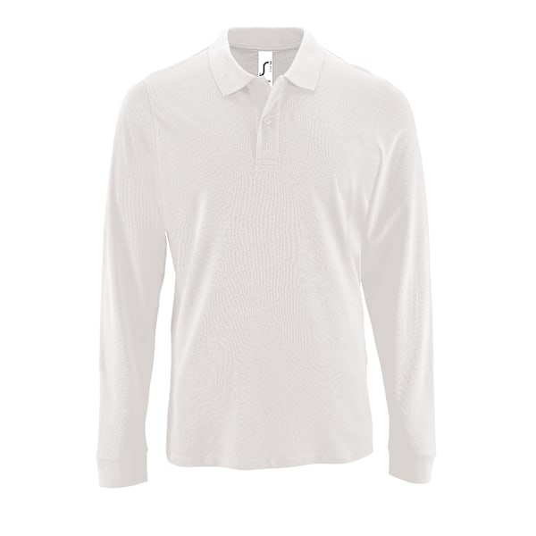 SOLS Herr Perfect Long Sleeve Pique Polo Shirt L Vit White L