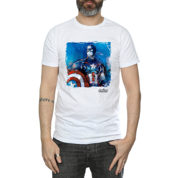 Captain America Herr konst bomull T-shirt L Vit White L