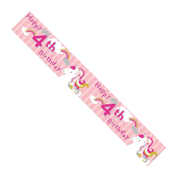 Apac Unicorn 4:e födelsedagsbannere En storlek Rosa Pink One Size