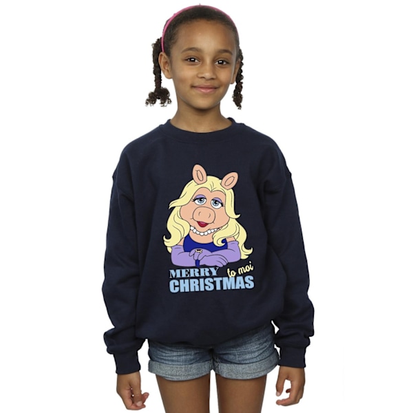 Disney Girls Muppets Miss Piggy Queen of Holidays Sweatshirt 5-6 år Navy Blue 5-6 Years