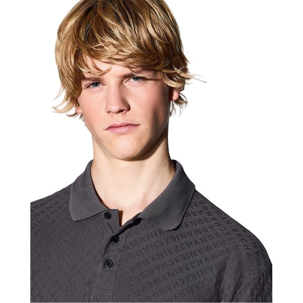 Armani Exchange Herrar Texturerad Regular Pikétröja M Grå Grey M