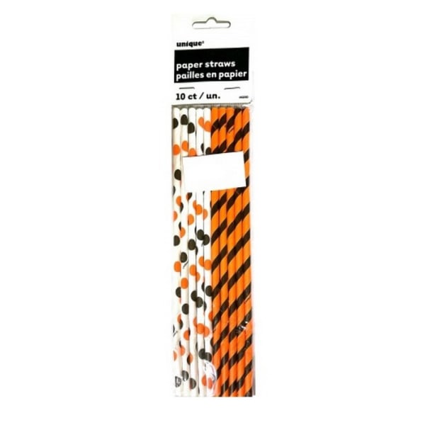 Unika engångssugrör för festpapper (förpackning med 10) One Size Whit White/Orange/Black One Size