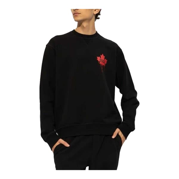 DSquared2 Unisex Vuxen Lönnlöv Bomull Långärmad Tröja Classic Black/Red XL