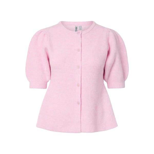 Pieces Dam/Dam Stickad Kofta med Puffärm L Rosa Pink L