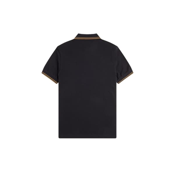 Fred Perry Herr Twin Tip Pikétröja S Svart/Skuggad Stenbrun Black/Shaded Stone Brown S