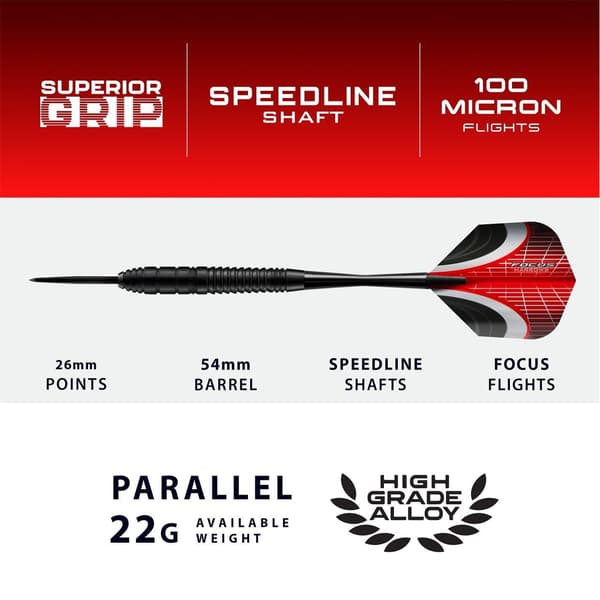 Harrows Focus Dartset (25-pack) 22g Svart Black 22g