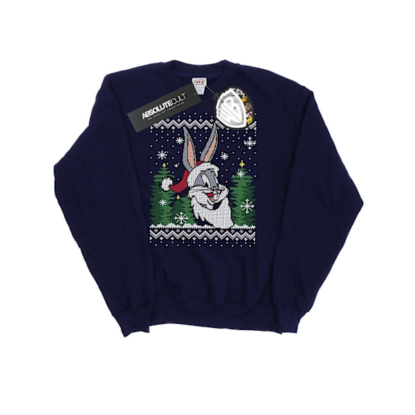 Looney Tunes Dam/Damer Bugs Bunny Jul Fair Isle Sweatshirt Navy Blue M