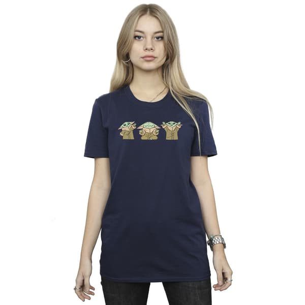 Star Wars Dam/Dam The Mandalorian Grogu Poses Bomull Boyf Navy Blue L