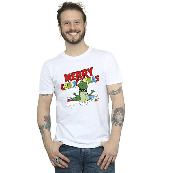 Disney Mens Toy Story Rex Christmas Burst T-Shirt M Vit White M