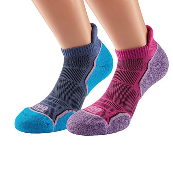 1000 Mile Dam/Damstrumpor Run Ankle Socks (2-pack) 6 UK-8 UK H Hot Pink/Lavender/Blue 6 UK-8 UK