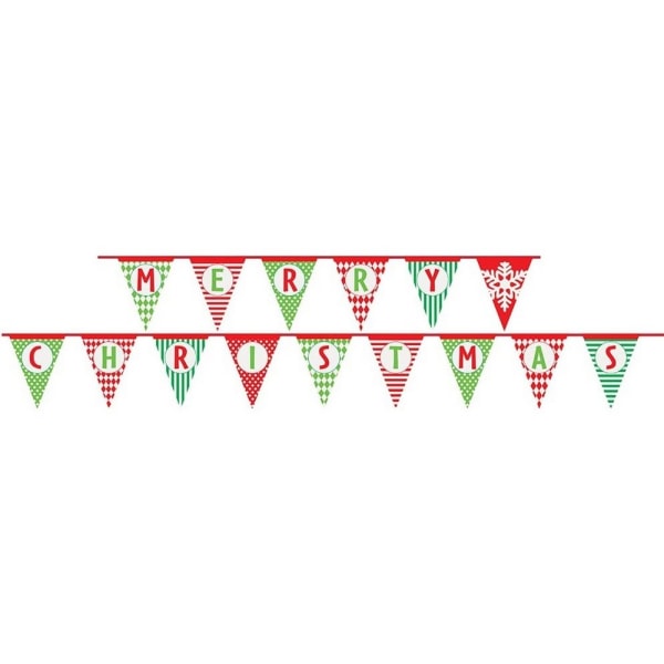 Unik Party Merry Christmas Mönstrad Bunting One Size Röd/Gre Red/Green/White One Size